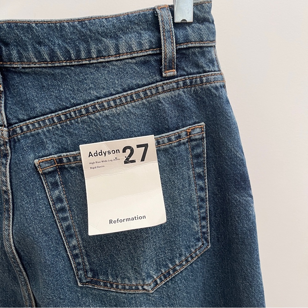 Reformation Addyson high rise wide leg jeans 27 ozark blue rigid denim NWT - Picture 11 of 15